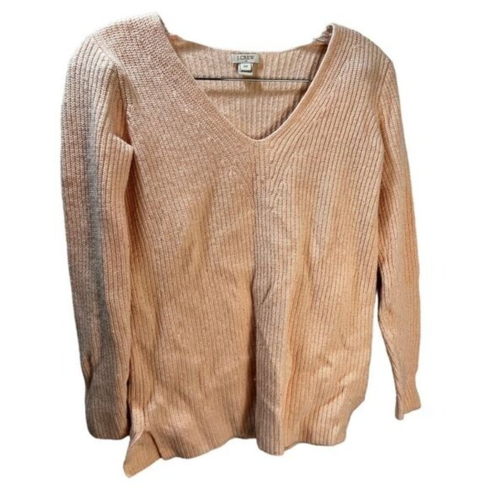 J.Crew Womens V-Neck Ribbed Knit Sweater XXS Pink‎
